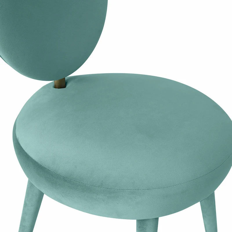 Chaise de salle à manger sans accoudoirs en velours à dossier ovale Kylie