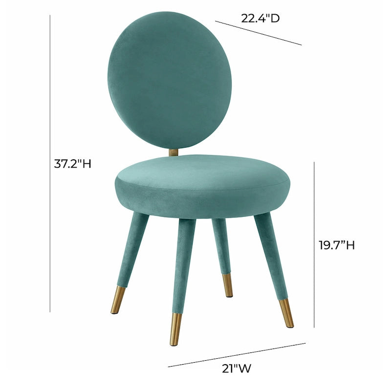 Chaise de salle à manger sans accoudoirs en velours à dossier ovale Kylie