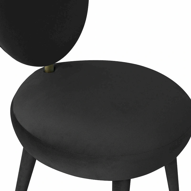 Chaise de salle à manger sans accoudoirs en velours à dossier ovale Kylie