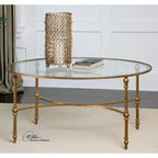 Table basse en verre Vitya feuille d'or Uttermost
