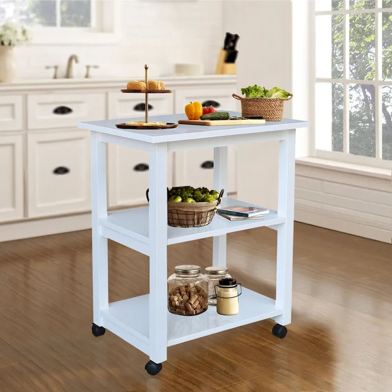 Desserte de cuisine à micro-ondes en bois massif Estelle Porch & Den