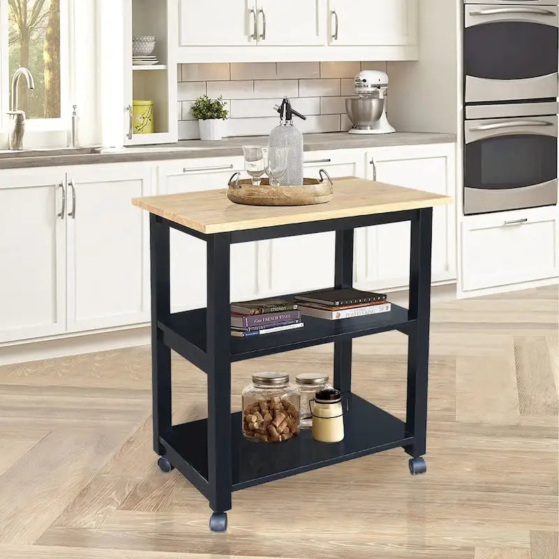 Desserte de cuisine à micro-ondes en bois massif Estelle Porch & Den
