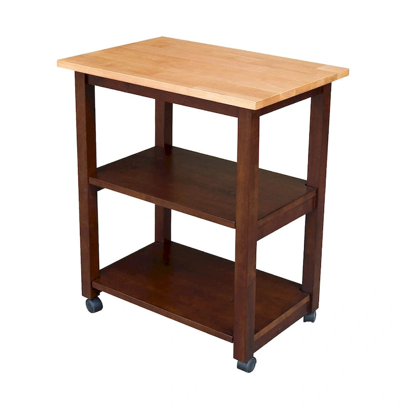 Desserte de cuisine à micro-ondes en bois massif Estelle Porch & Den