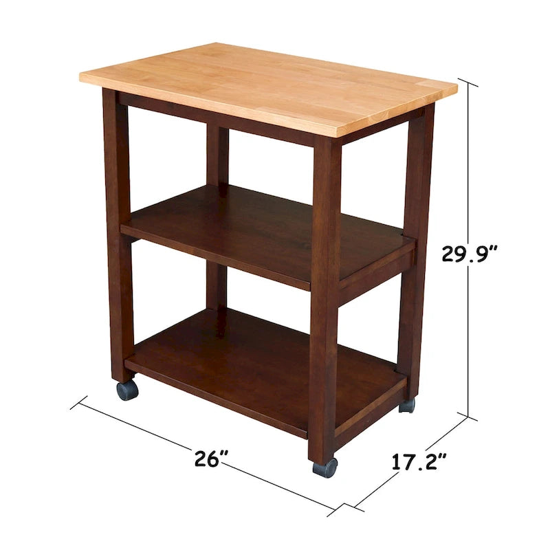 Desserte de cuisine à micro-ondes en bois massif Estelle Porch & Den