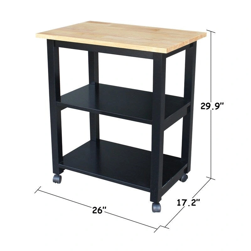 Desserte de cuisine à micro-ondes en bois massif Estelle Porch & Den