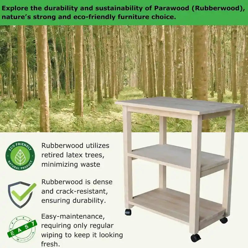Desserte de cuisine à micro-ondes en bois massif Estelle Porch & Den