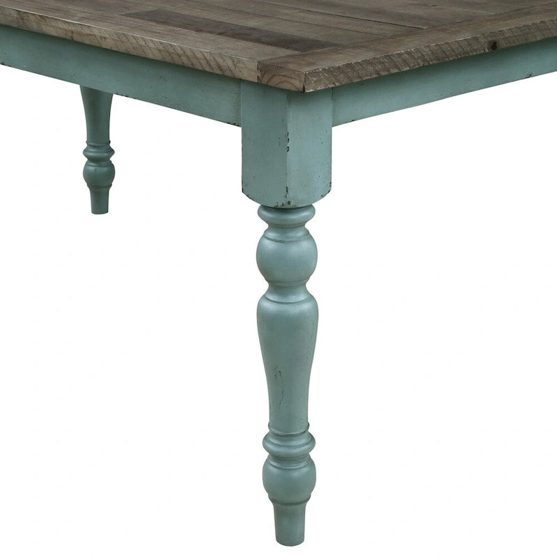 Table de salle à manger en bois bicolore bleu et marron Roundhill Furniture Prato - N/A