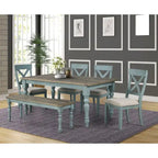 Table de salle à manger en bois bicolore bleu et marron Roundhill Furniture Prato - N/A