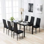 Ensemble de meubles de salle à manger 7 pièces avec table en verre