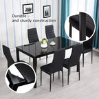 Ensemble de meubles de salle à manger 7 pièces avec table en verre
