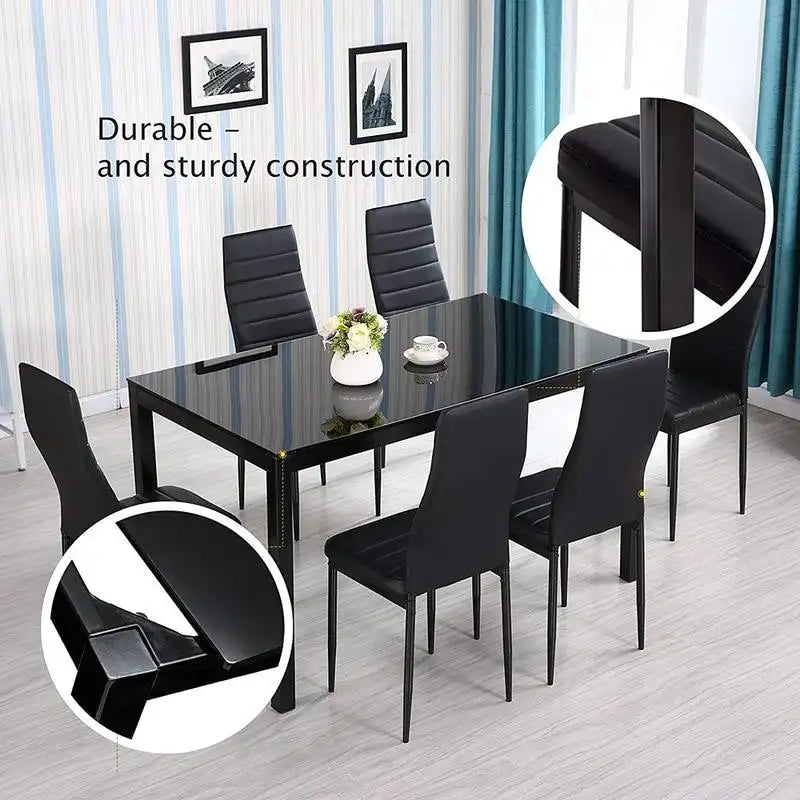 Ensemble de meubles de salle à manger 7 pièces avec table en verre
