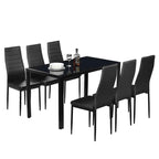 Ensemble de meubles de salle à manger 7 pièces avec table en verre