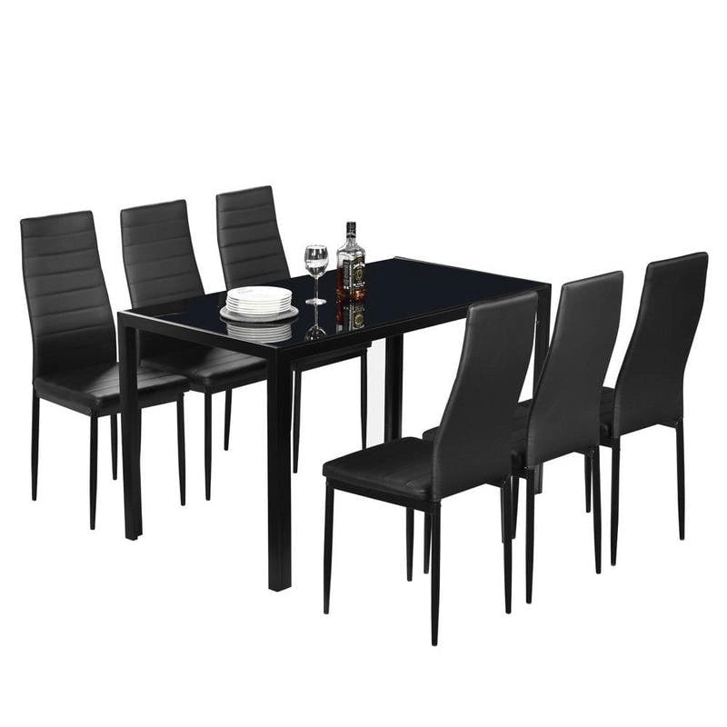 Ensemble de meubles de salle à manger 7 pièces avec table en verre
