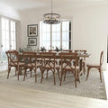 Ensemble de table de ferme pliante rustique de 2,74 m x 12,19 m avec 10 chaises à dossier croisé et coussins