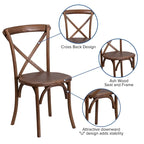 Ensemble de table de ferme pliante rustique de 2,74 m x 12,19 m avec 10 chaises à dossier croisé et coussins