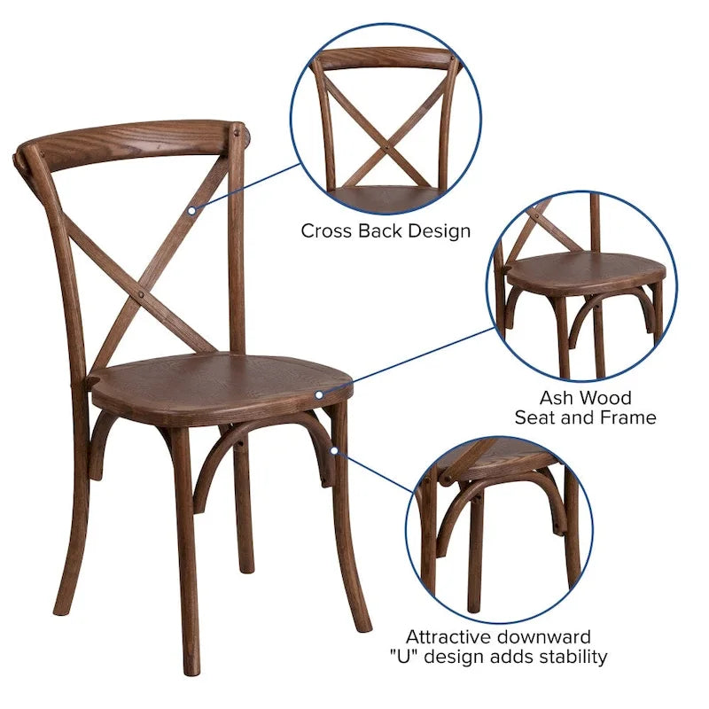 Ensemble de table de ferme pliante rustique de 2,74 m x 12,19 m avec 10 chaises à dossier croisé et coussins