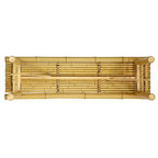 Banc pliant artisanal de style japonais en bambou clair de 122 cm - 120 cm L x 35,5 cm P x 40 cm H