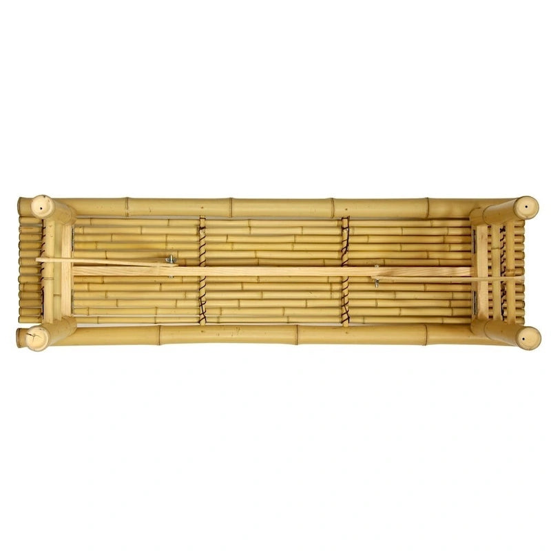 Banc pliant artisanal de style japonais en bambou clair de 122 cm - 120 cm L x 35,5 cm P x 40 cm H