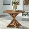 Table de salle à manger ronde sur pied en bois flotté, 4 places
