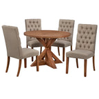 Table de salle à manger ronde sur pied en bois flotté, 4 places