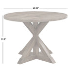 Table de salle à manger ronde sur pied en bois flotté, 4 places