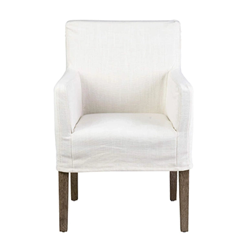 Fauteuil en lin crème et bois de chêne par East at Main