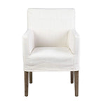 Fauteuil en lin crème et bois de chêne par East at Main