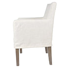 Fauteuil en lin crème et bois de chêne par East at Main