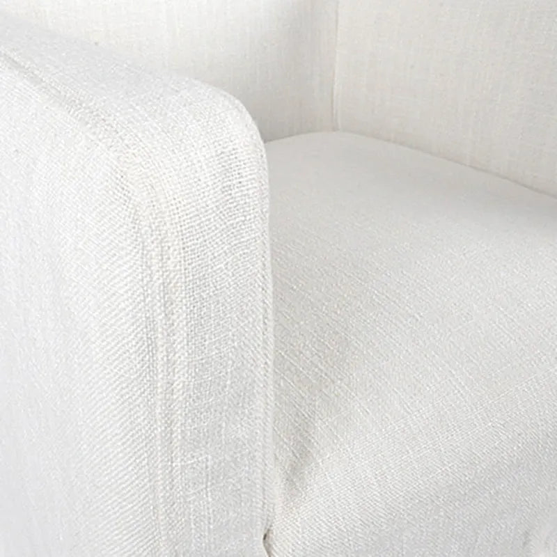 Fauteuil en lin crème et bois de chêne par East at Main
