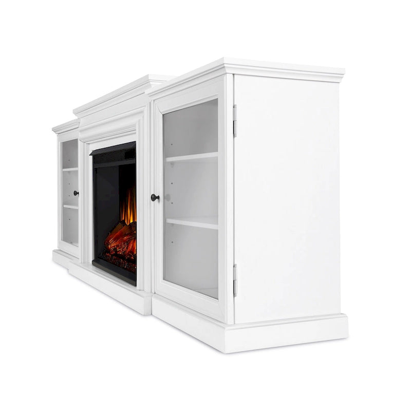 Meuble TV cheminée électrique Frederick 72'' blanc par Real Flame - 72L x 15,5l x 30H