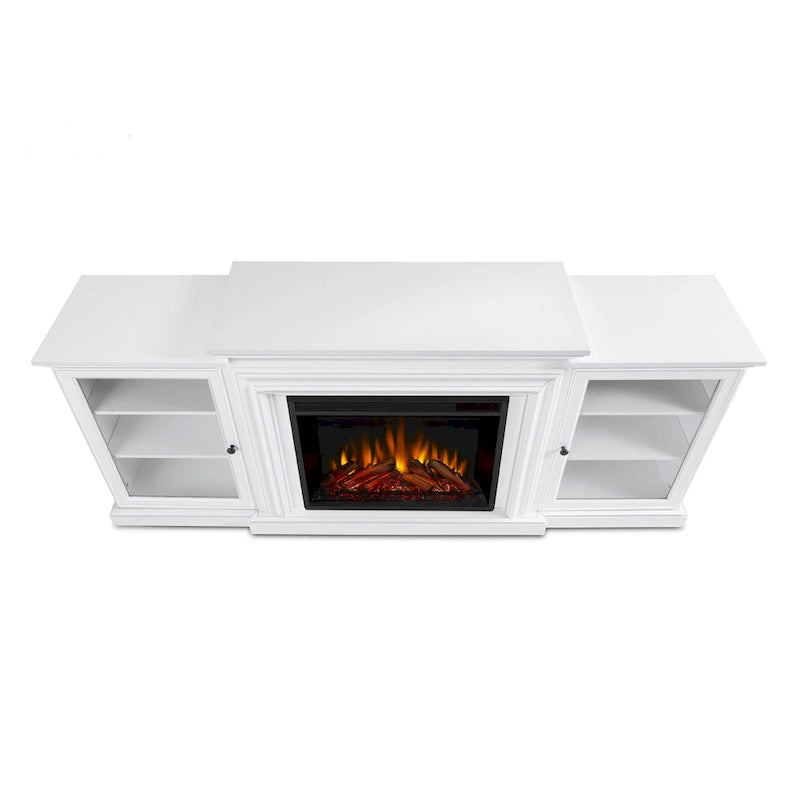 Meuble TV cheminée électrique Frederick 72'' blanc par Real Flame - 72L x 15,5l x 30H