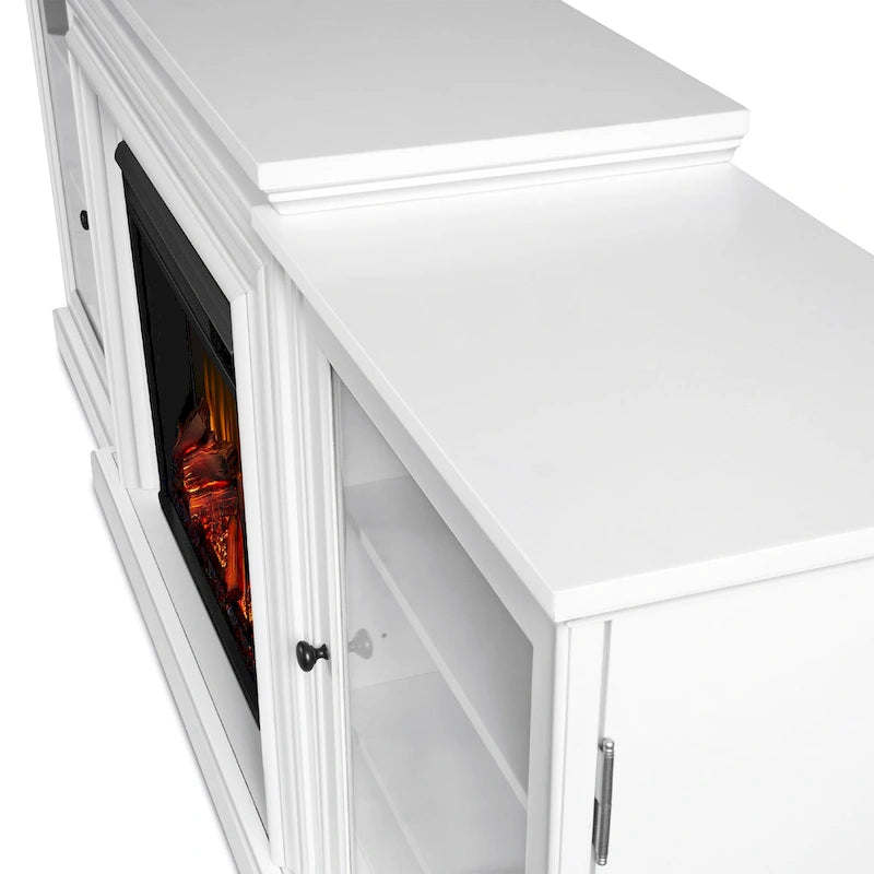 Meuble TV cheminée électrique Frederick 72'' blanc par Real Flame - 72L x 15,5l x 30H