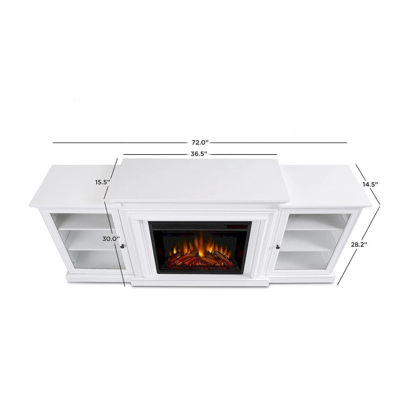 Meuble TV cheminée électrique Frederick 72'' blanc par Real Flame - 72L x 15,5l x 30H