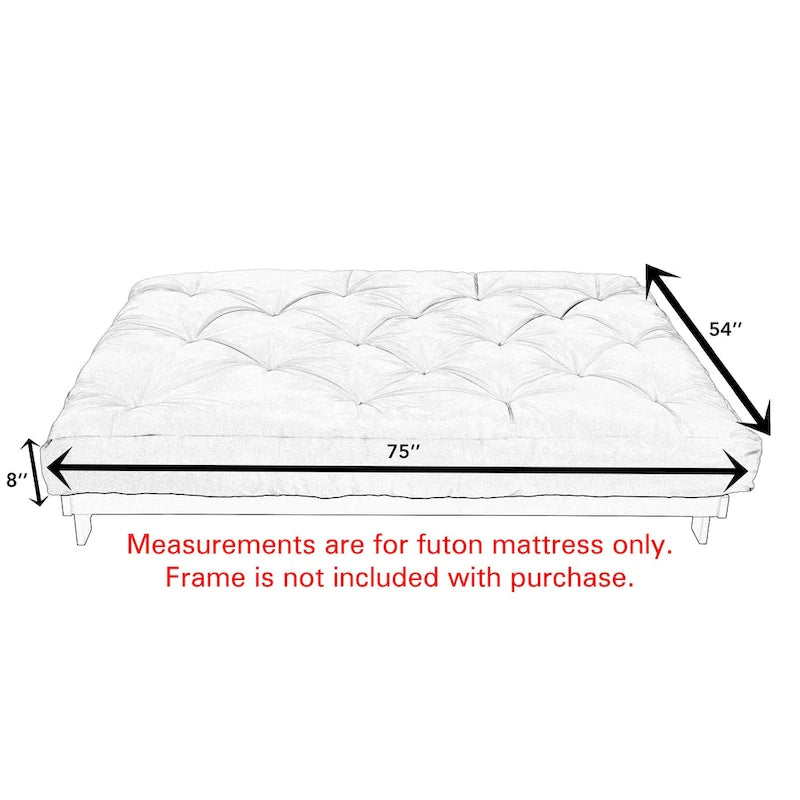 Matelas futon japonais de sol pleine grandeur 20 cm multicolore – 1 à 2 personnes