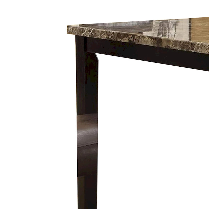 Table Haute Spacieuse en Bois Plateau Effet Marbre Marron
