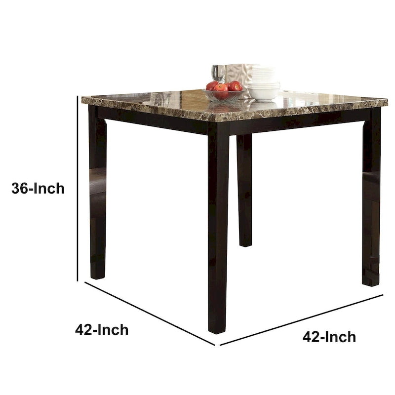 Table Haute Spacieuse en Bois Plateau Effet Marbre Marron