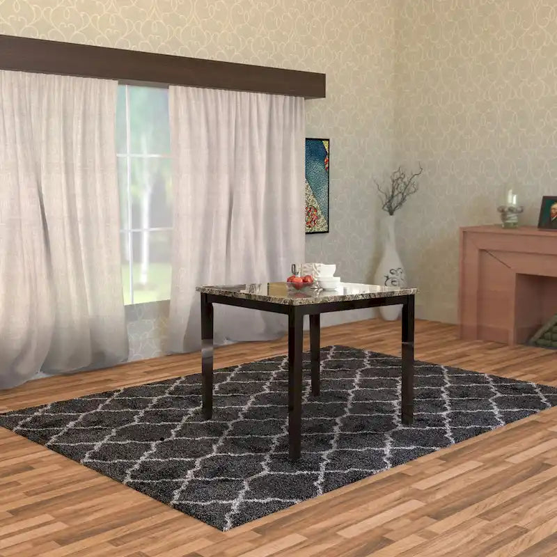 Table Haute Spacieuse en Bois Plateau Effet Marbre Marron