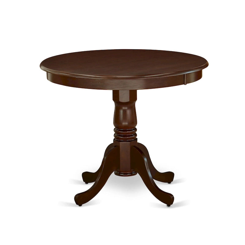 East West Furniture Ensemble de Table de Cuisine - Une Table Ronde de Salle à Manger et des Chaises Parson en Tissu Lin Crème, Acajou (Options de Pièces)
