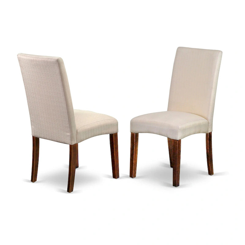 East West Furniture Ensemble de Table de Cuisine - Une Table Ronde de Salle à Manger et des Chaises Parson en Tissu Lin Crème, Acajou (Options de Pièces)