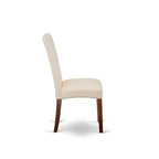 East West Furniture Ensemble de Table de Cuisine - Une Table Ronde de Salle à Manger et des Chaises Parson en Tissu Lin Crème, Acajou (Options de Pièces)
