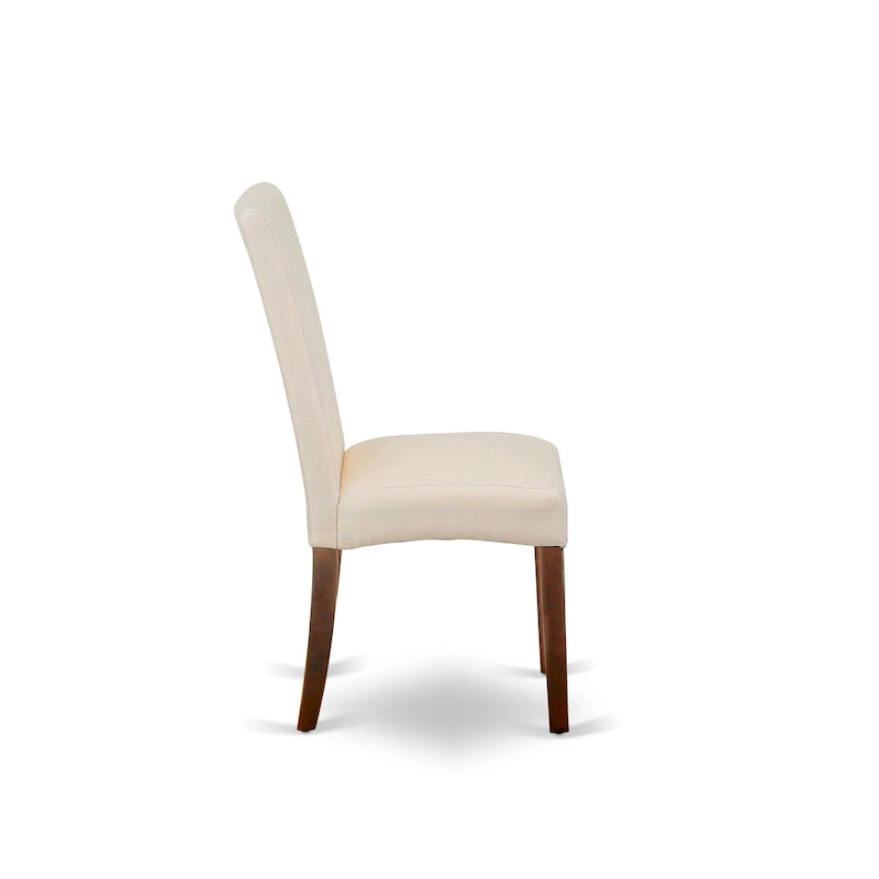 East West Furniture Ensemble de Table de Cuisine - Une Table Ronde de Salle à Manger et des Chaises Parson en Tissu Lin Crème, Acajou (Options de Pièces)