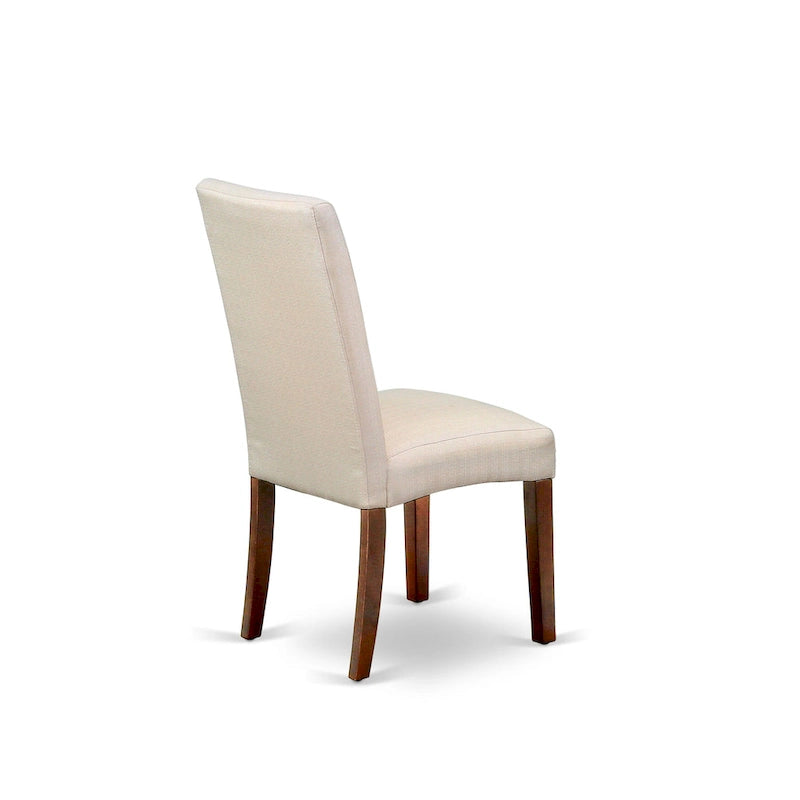 East West Furniture Ensemble de Table de Cuisine - Une Table Ronde de Salle à Manger et des Chaises Parson en Tissu Lin Crème, Acajou (Options de Pièces)
