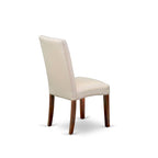 East West Furniture Ensemble de Table de Cuisine - Une Table Ronde de Salle à Manger et des Chaises Parson en Tissu Lin Crème, Acajou (Options de Pièces)