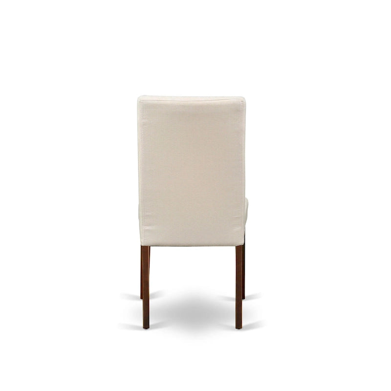 East West Furniture Ensemble de Table de Cuisine - Une Table Ronde de Salle à Manger et des Chaises Parson en Tissu Lin Crème, Acajou (Options de Pièces)