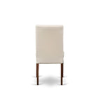 East West Furniture Ensemble de Table de Cuisine - Une Table Ronde de Salle à Manger et des Chaises Parson en Tissu Lin Crème, Acajou (Options de Pièces)