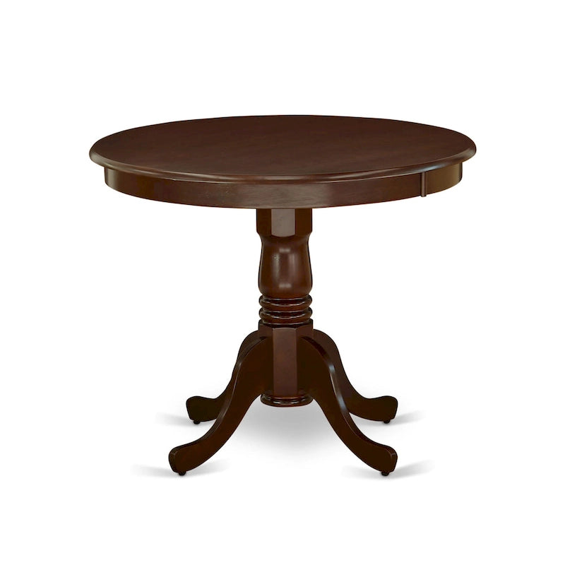 East West Furniture Ensemble de Table de Cuisine - Une Table Ronde de Salle à Manger et des Chaises Parson en Tissu Lin Crème, Acajou (Options de Pièces)