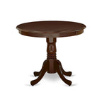 East West Furniture Ensemble de Table de Cuisine - Une Table Ronde de Salle à Manger et des Chaises Parson en Tissu Lin Crème, Acajou (Options de Pièces)