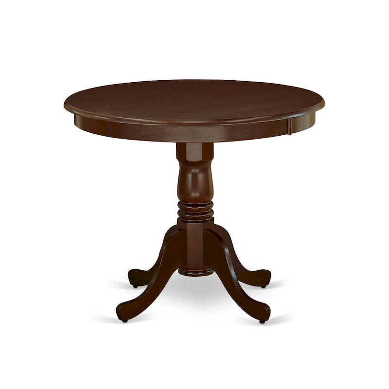 East West Furniture Ensemble de Table de Cuisine - Une Table Ronde de Salle à Manger et des Chaises Parson en Tissu Lin Crème, Acajou (Options de Pièces)