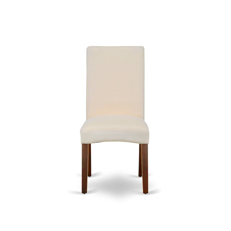 East West Furniture Ensemble de Table de Cuisine - Une Table Ronde de Salle à Manger et des Chaises Parson en Tissu Lin Crème, Acajou (Options de Pièces)