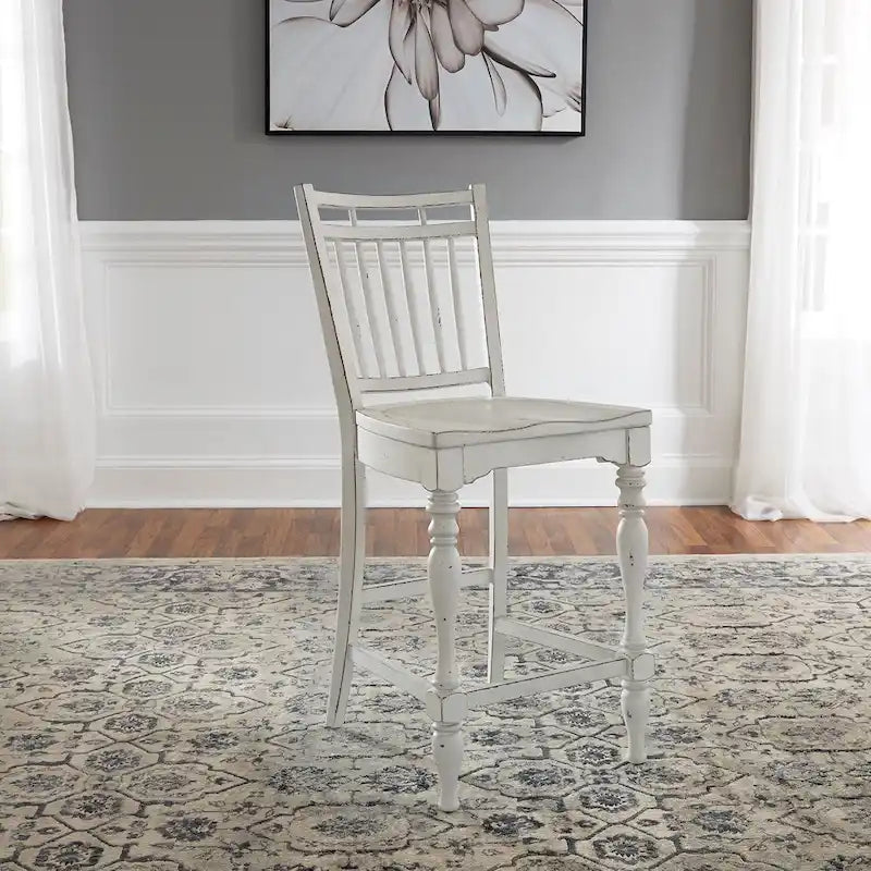 Ensemble de table de rassemblement Magnolia Manor Antique White Weathered Bark Opt 5 pièces